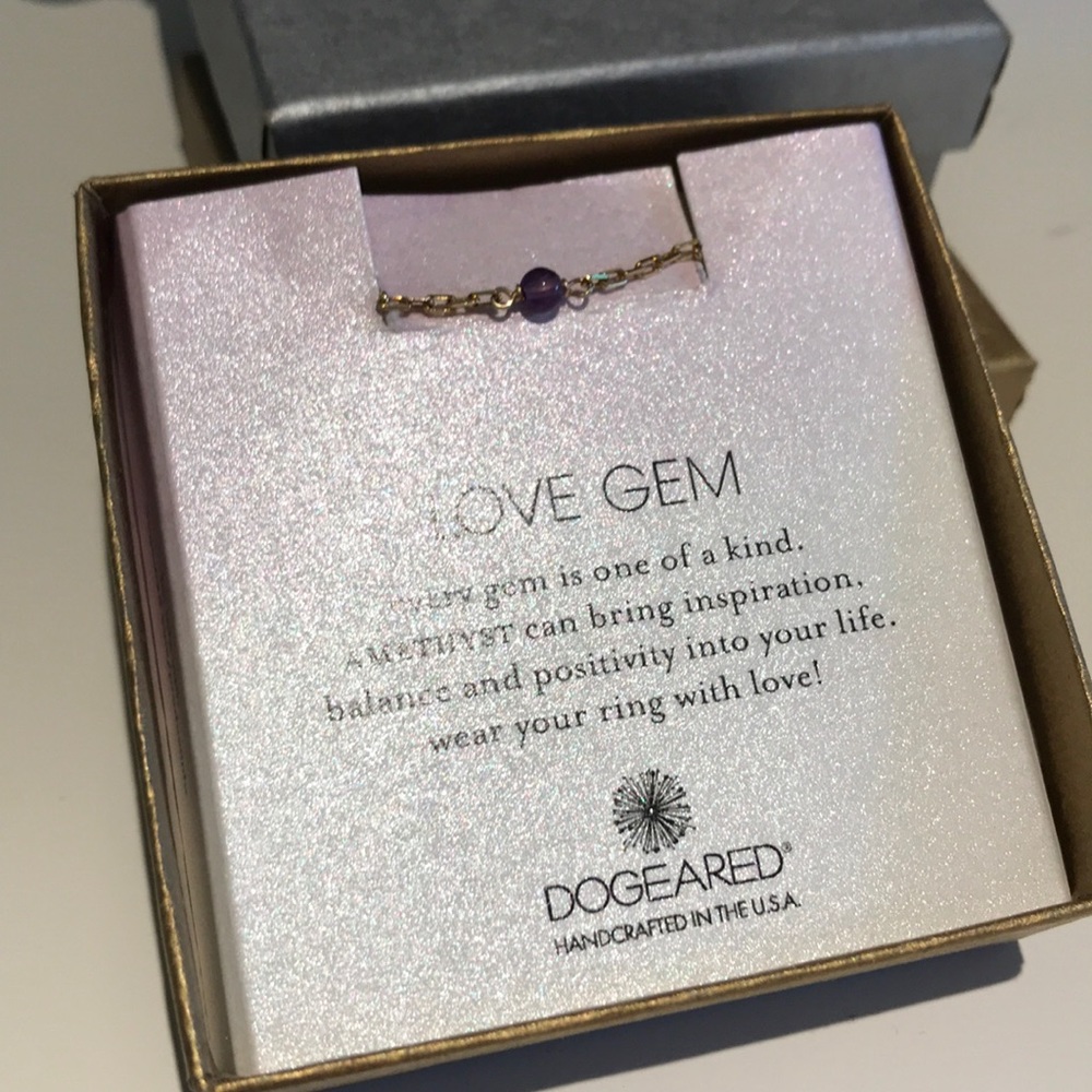 Amethyst Dogeared LOVE GEM chain ring